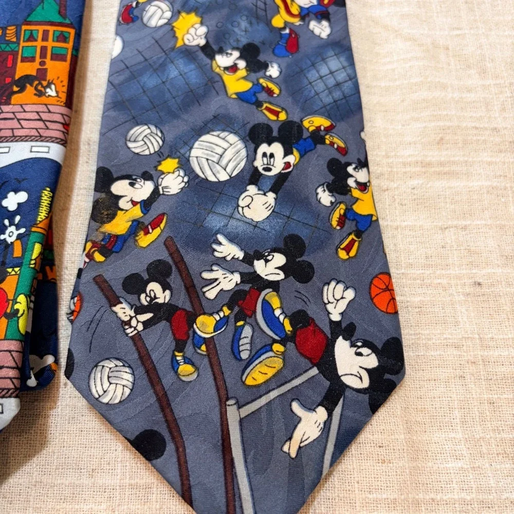 Mickey Unlimited Disney Mens Necktie Set of 2 Mickey Mouse Sports‎ City USA Made